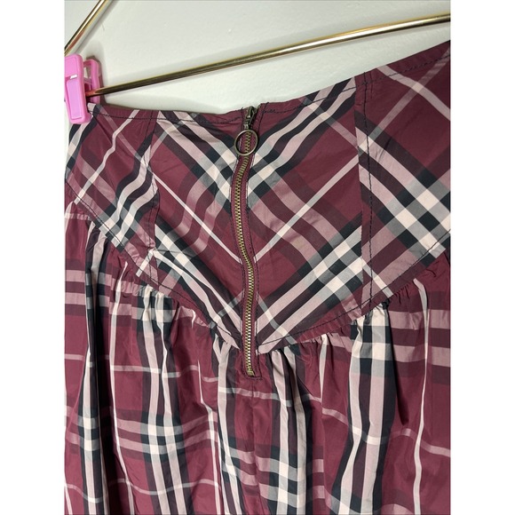 Anthropologie Maeve Drop Waist Taffeta Maxi Skirt Red Gingham US 6 - Picture 9 of 11